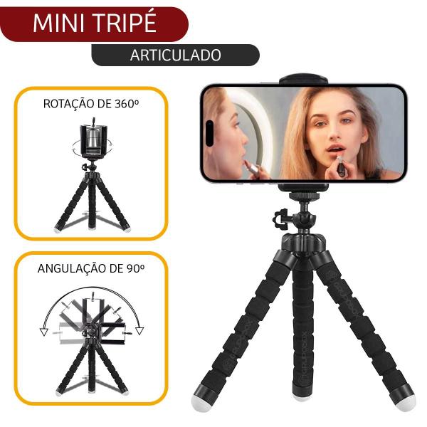 Imagem de Kit Youtuber Iluminador Completo Aro 10 Polegadas com Tripe 2,10m Ring Light Blogueiro Make