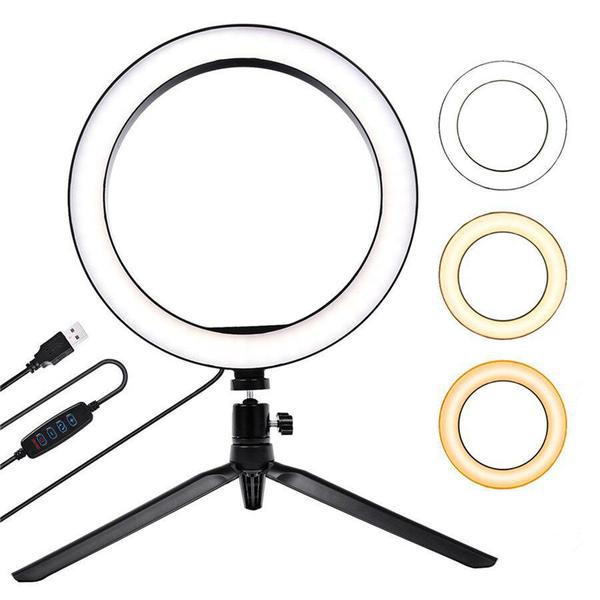 Imagem de Kit Youtuber Profissional Microfone de Lapela + Tripé Flexível Câmera Celular Smartphone + Iluminador Luz Led Ring Light