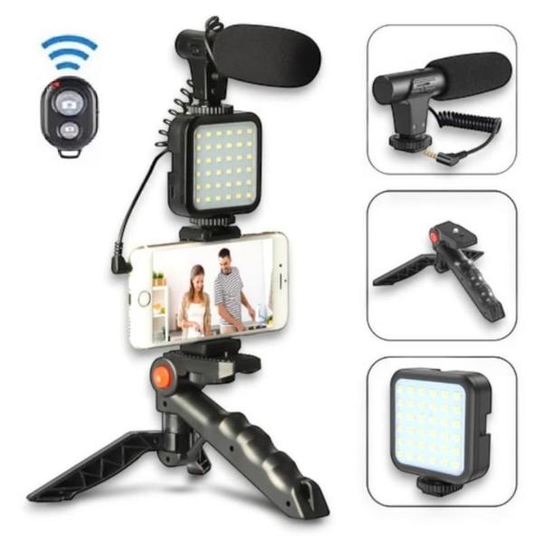 Imagem de Kit Youtuber Vlog Blogger para celular, câmera, microfone+tripé