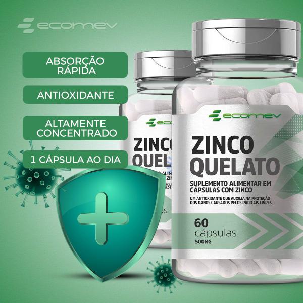 Imagem de Kit Zinco Quelato 29,59mg + Vitamina D3 2.000UI Dose Máxima