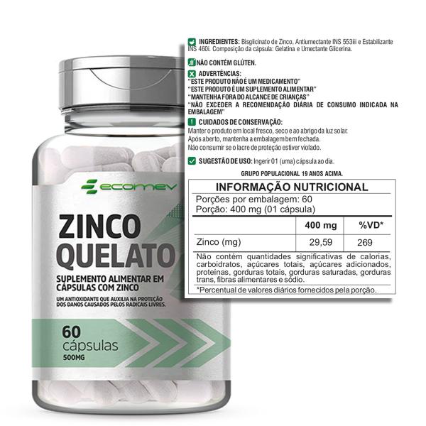 Imagem de Kit Zinco Quelato 29,59mg + Vitamina D3 Puro Alta Concentração 180Cáps