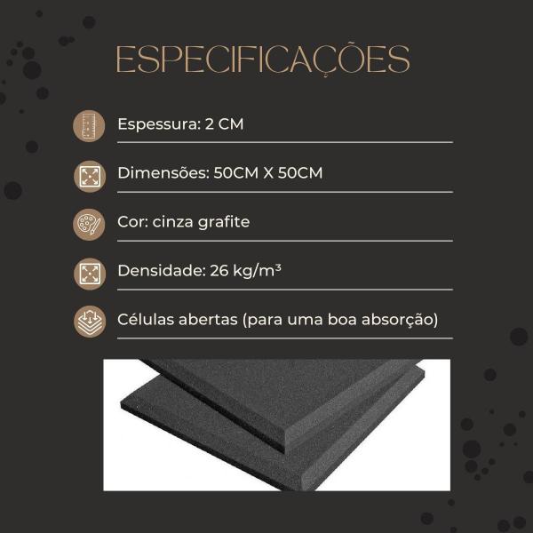 Imagem de Kit10 Placas Acusticas Isolamento Sonoro Ensaios E Gravações