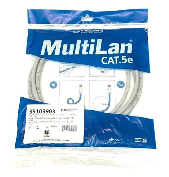 Imagem de Kit15 Patch Cord Furukawa Multilan Cinza Cat5E 2.0m 35103903