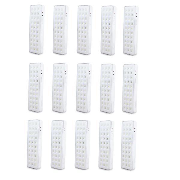 Imagem de Kit15pcs-lâmpada Luminária  De Emergência 30 Leds Litio Slim