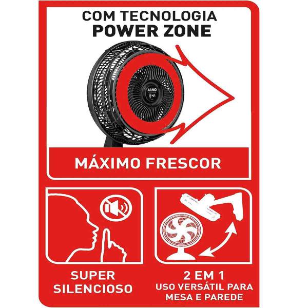 Imagem de kit2 Ventilador Arno Turbo Force silencio 2 em 1 Preto 220v