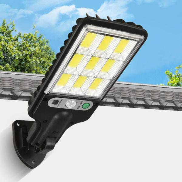 Imagem de Kit3 Mini Luminária Solar Poste Parede Refletor 108 Cob Sensor