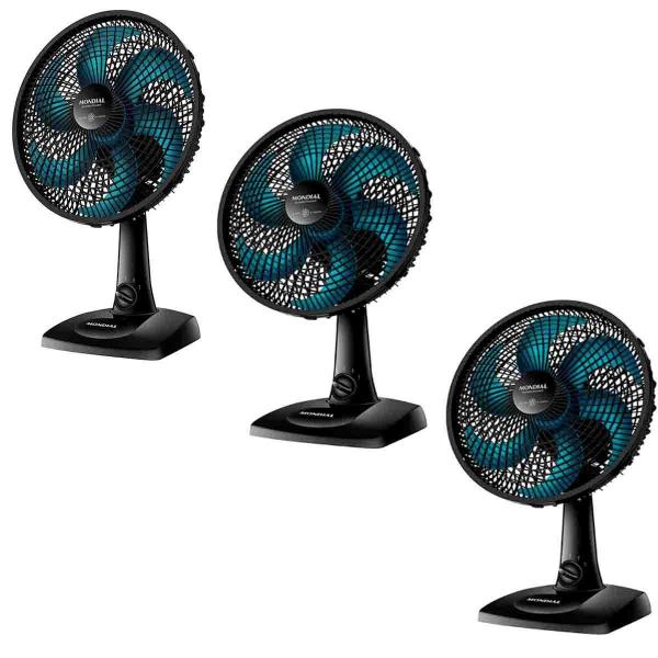 Imagem de Kit3 Ventilador Mondial 30Cm 6Pas Silencio Turbo 220V