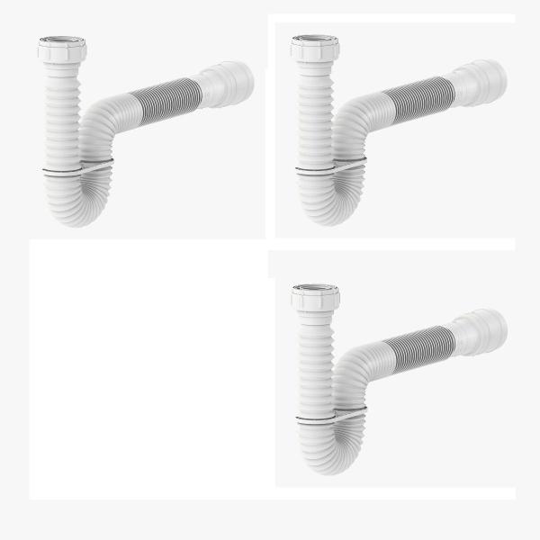 Imagem de Kit3pcs-Sifão Sanfonado Tubo Extensivo Universal Branco