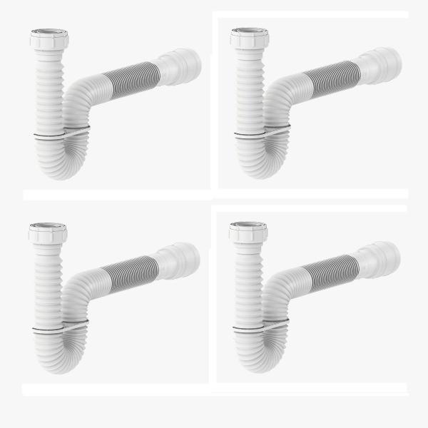 Imagem de Kit4pcs-Sifão Sanfonado Tubo Extensivo Universal Branco