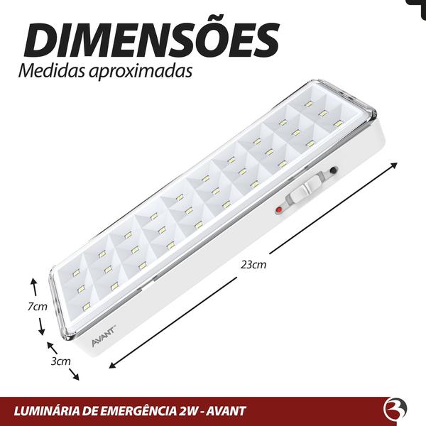 Imagem de Kit5 Luminária Emergência Barra 30 Leds 2w 110v/220v 180lm 6000k - Avant