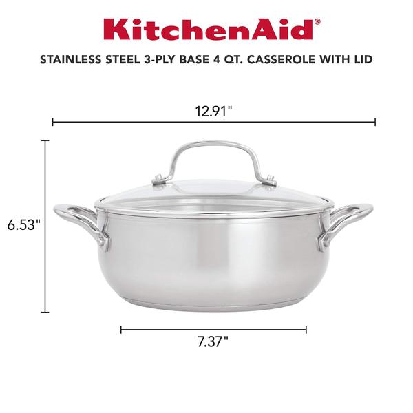 Imagem de KitchenAid Base 3-Ply Base Escovado Aço Inoxidável Casserole Di