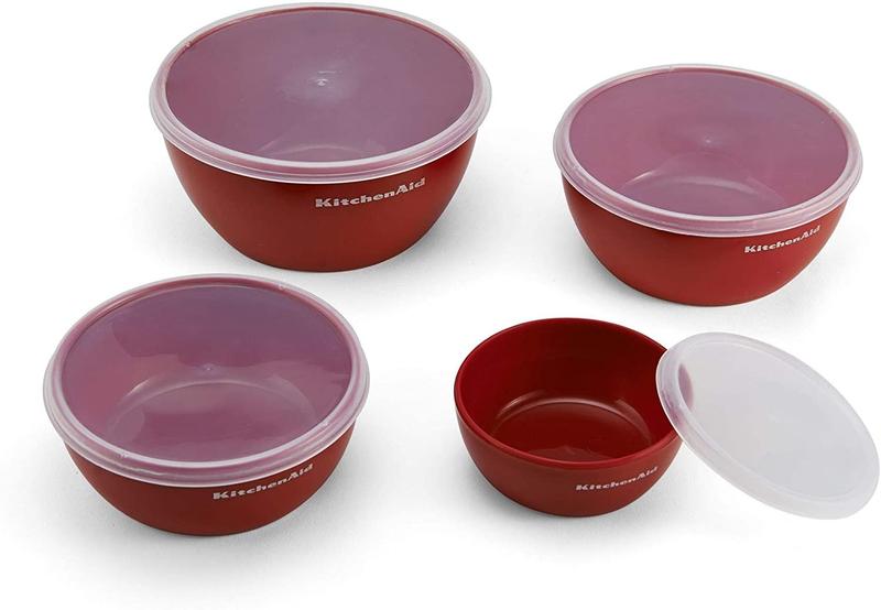 Imagem de KitchenAid Classic Prep Bowls com Tampas, Conjunto de 4, Empire Red