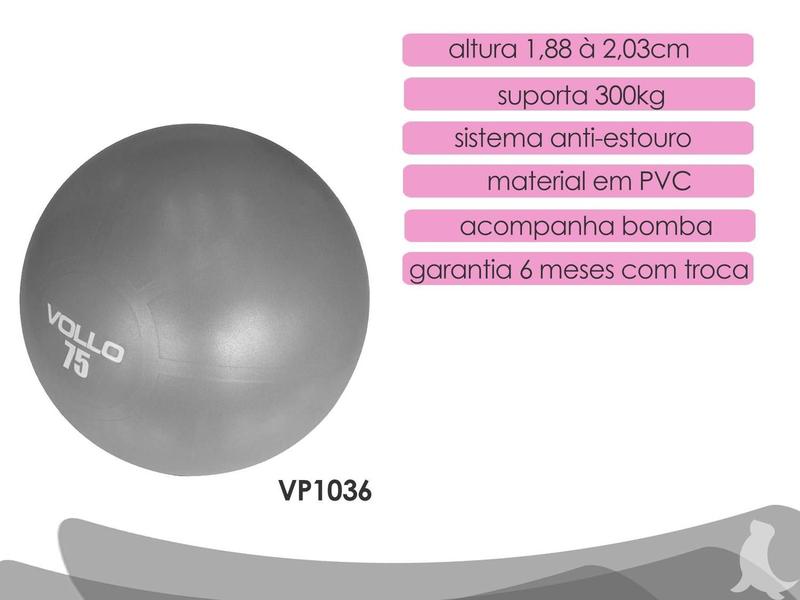 Imagem de Kits 2 Bolas Ginástica Gym Ball Vollo Sports VP1036 75cm 300 Kg com Bomba