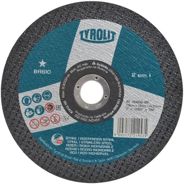 Imagem de KITS DE DISCO DE CORTE 2 EM 1 TYROLIT 7" 178x1,6x22,23mm