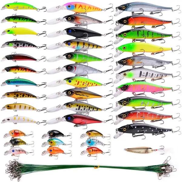 Imagem de Kits de Iscas de Pesca Realistas - Crankbait, Minnow, Popper e Wobbler