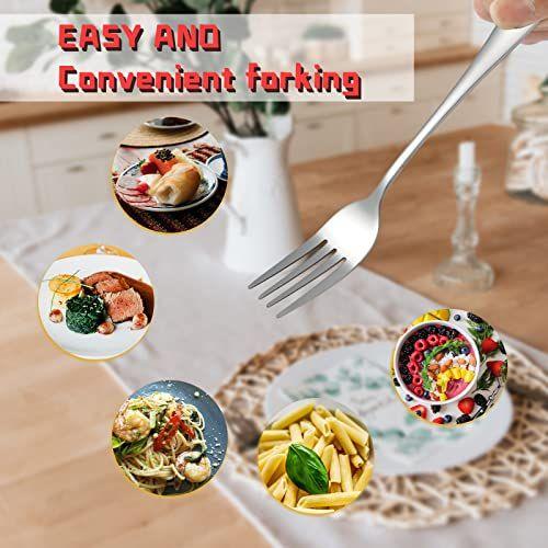 Imagem de Kitware 12 Pices Garfo e Colheres Silverware Set for 6, Talheres de talheres de aço inoxidável, Espelho Polido Utensílio de Cozinha para Casa, Ao Ar Livre, Caminhadas, Churrasco