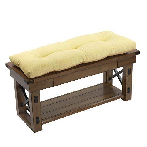 Imagem de Klear Vu The Gripper Non-Slip Omega Bench Coxim para Cadeira de Piano, Banco de Armazenamento, Sala de Jantar, Sofá do Sofá e Almofada de Banco da Janela 1 Peça, 36 Polegadas, Amarelo