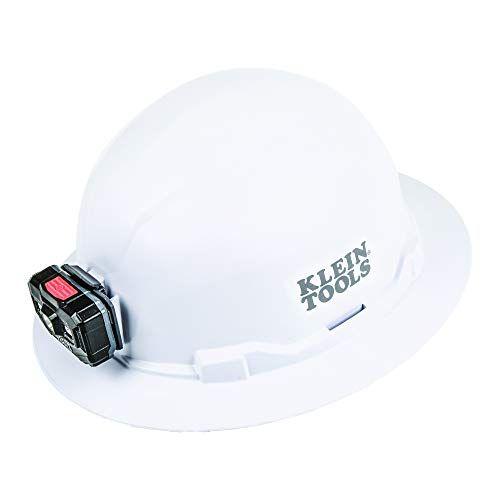 Imagem de Klein Tools 60406RL Hard Hat, Farol Recarregável, Não-Ventilado, Estilo De Brim Completo, Acolchoado Auto-Wicking Odor-Resistente Suor, Testado até 20kV, Branco