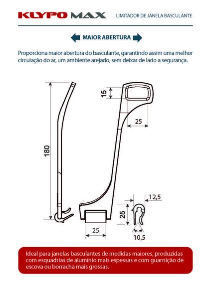 Imagem de Klypo Max Limitador Da Abertura De Janela Basculante Preto