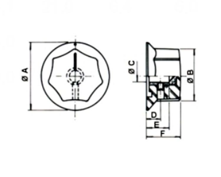 Imagem de Knob com Risco K13 19mm com Parafuso - B.B.C