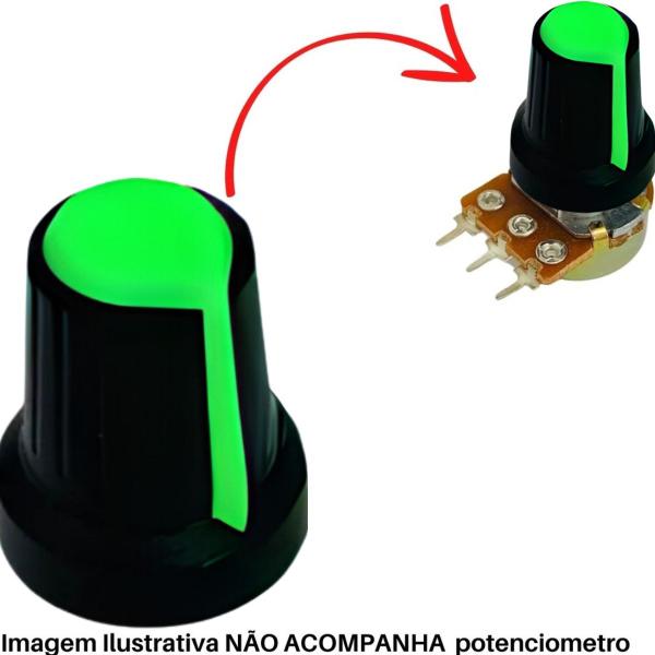 Imagem de Knob Potenciômetro Eixo Estriado 6mm 481 - 10 Peças Verde