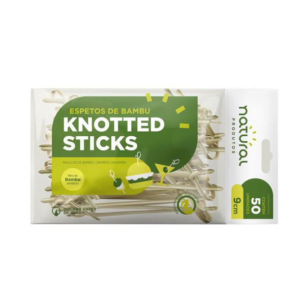 Imagem de Knotted Stick Palito Espeto de Bambu Nozinho 9cm 50 unid