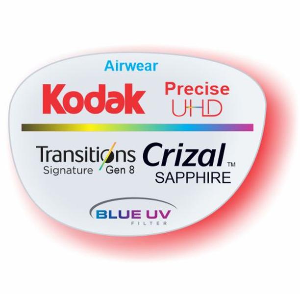 Imagem de Kodak Airwear Precise Uhd Crizal Sapphire Blue Uv Transitions