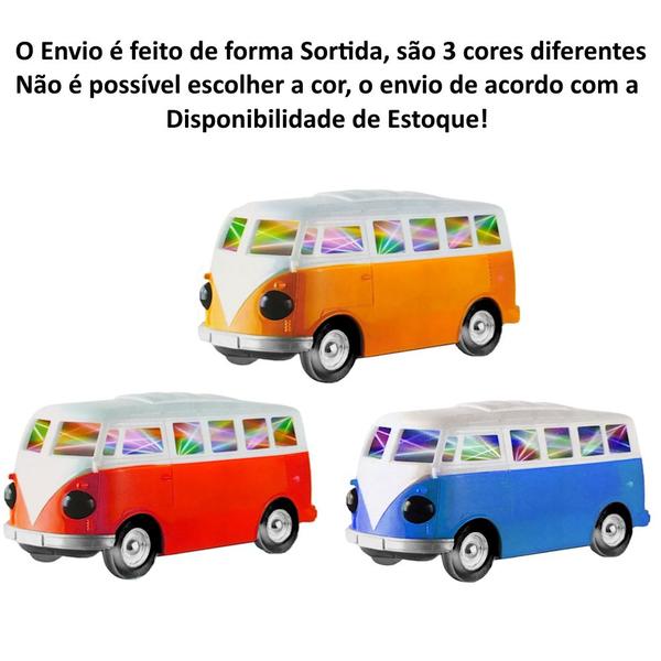 Imagem de Kombi de Brinquedo Perua Van Divertida Recurso Bate Volta Gira 360º p/ Crianças