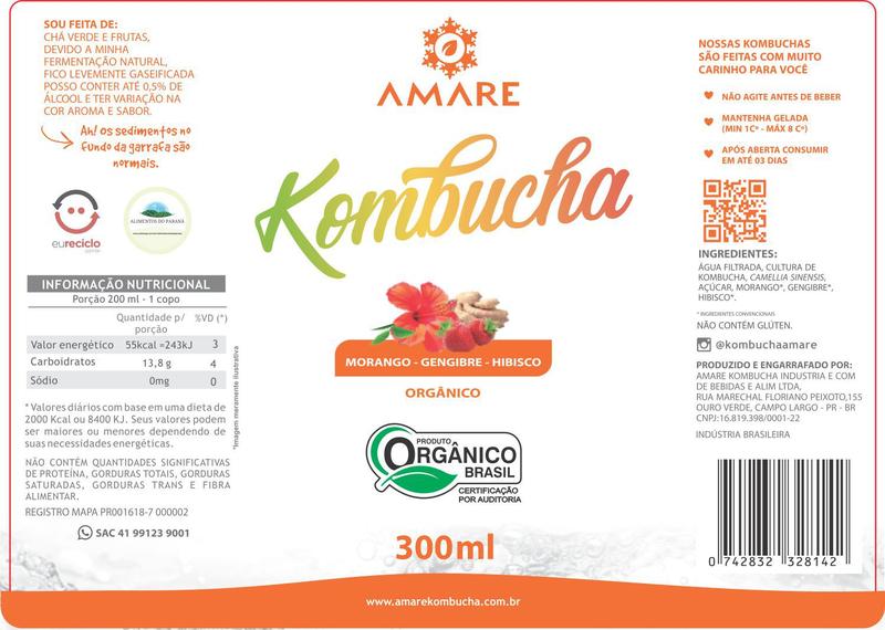 Imagem de Kombucha amare morango, gengibre e hibisco - 1 l cx c/6