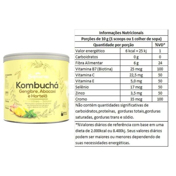 Kombuchá Solúvel Sabor Gengibre, Abacaxi e Hortelã 200g Supraervas Imagem de Kombuchá Solúvel Sabor Gengibre, Abacaxi e Hortelã 200g Supraervas