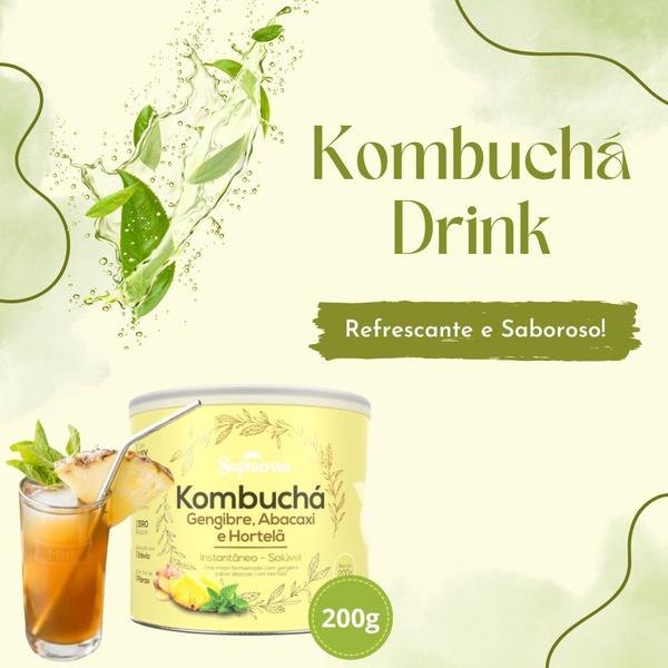 Kombuchá Solúvel Sabor Gengibre, Abacaxi e Hortelã 200g Supraervas Imagem de Kombuchá Solúvel Sabor Gengibre, Abacaxi e Hortelã 200g Supraervas