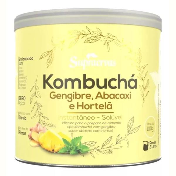 Kombuchá Solúvel Sabor Gengibre, Abacaxi e Hortelã 200g Supraervas Imagem de Kombuchá Solúvel Sabor Gengibre, Abacaxi e Hortelã 200g Supraervas