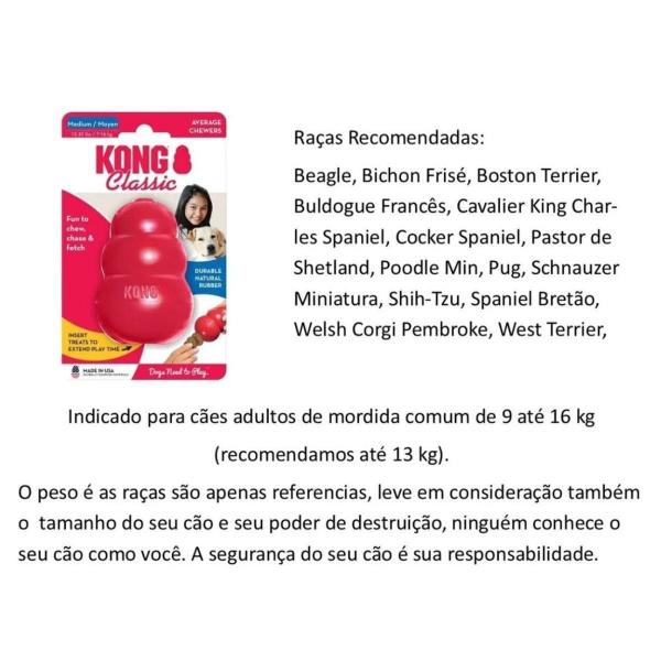 Imagem de Kong Classic Brinquedo para Cães Porta Ração e Petisco Médio(T2)