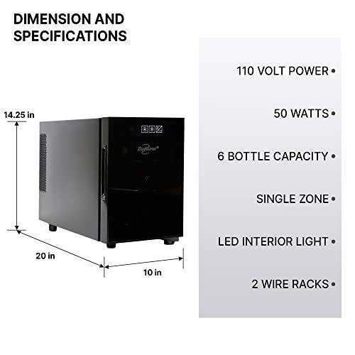 Imagem de Koolatron 6 Garrafa Wine Cooler, Preto, Geladeira Termoelétrica de Vinho, 0,65. ft. (16L), Adega Autônoma, Armazenamento de Vinhos Tintos, Brancos e Espumantes para Cozinha Pequena, Apartamento, Condomínio, RV