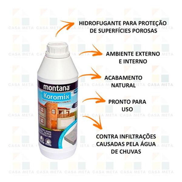 Imagem de Koromix Hidrofugante Protege Pedra Concreto Tijolo Montana 1Lt