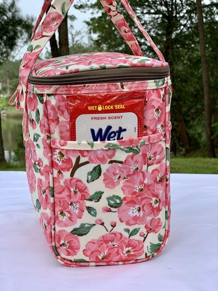 Imagem de Kwang Min Floral Lancheado Para Mulheres, Lancheira Reutilizável, Grande Refrigerador para a Escola, Escritório, Piquenique Ao Ar Livre, Tecido À Prova d'água Premium, Presente Ideal para Meninas/Adultos (Begonia Bege), X-Large