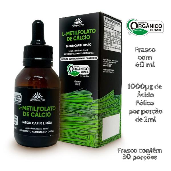 Imagem de L-Metilfolato de Cálcio Orgânico Gota 60ml sabor Capim Limão