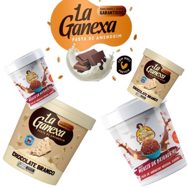 Imagem de La Ganexa Kit 2 Pasta de amendoim 450g Zero Açucar Chocolate Branco+1Sabor