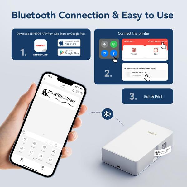 Imagem de Label Maker NIIMBOT B18 Bluetooth portátil com impressão em cores