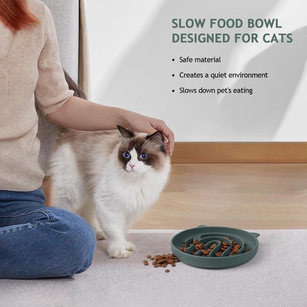 Imagem de Labirinto de impressão digital de silicone Slow Feeder Cat Bowl Coomazy