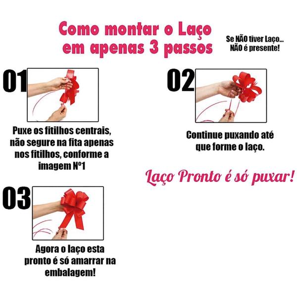 Imagem de Laço pronto p/ presente  47cm - vermelho c/ dourado 50un