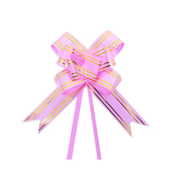Laço pronto p/ presentes 34cm -Rosa Claro c/ dourado 10un - Rio Tijucas Imagem de Laço pronto p/ presentes 34cm -Rosa Claro c/ dourado 10un