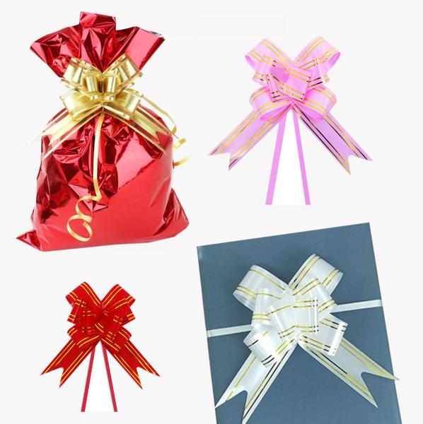Laço pronto p/ presentes 34cm -Rosa Claro c/ dourado 10un - Rio Tijucas Imagem de Laço pronto p/ presentes 34cm -Rosa Claro c/ dourado 10un