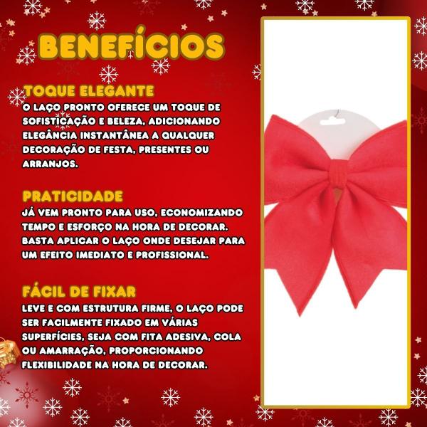 Imagem de Laço Pronto Vermelho Decoração Festa 24cm - 1 Unidade