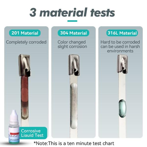 Imagem de Laços de zíper de metal JOUGU 304, aço inoxidável, 300 mm, 100 unidades, 250 libras