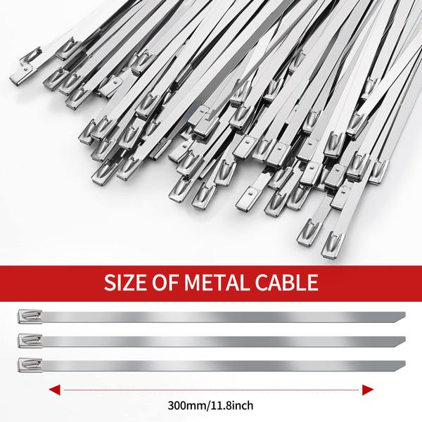 Laços de zíper de metal MAIDUNSI 304, aço inoxidável, 30 cm, 100 unidades Imagem de Laços de zíper de metal MAIDUNSI 304, aço inoxidável, 30 cm, 100 unidades
