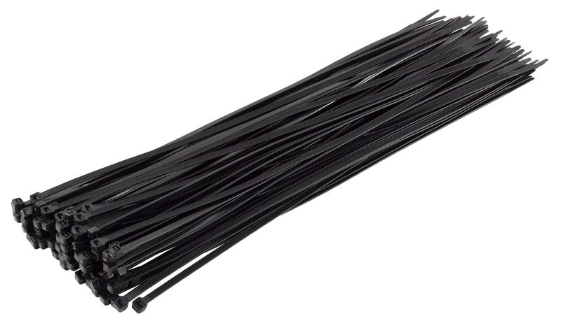 Imagem de Laços de zíper GTSE de 14 cm, nylon preto, pacote com 100 unidades, 22,68 kg de resistência