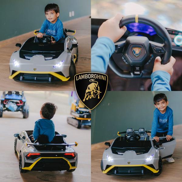 Imagem de Lamborghini Húracan Carro Elétrico Infantil Cinza 24V Faz Drift Com Luz E Som - Zippy Toys