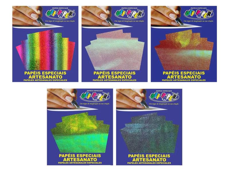 Imagem de Lamicote holografico off paper 250g  10 folhas