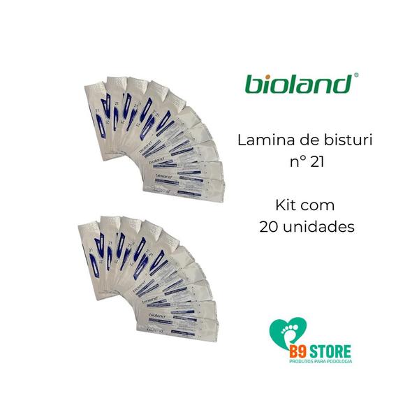 Imagem de Lamina Bisturi 21 Bioland 20 unid  e cabo 4 Thimon 1 unid